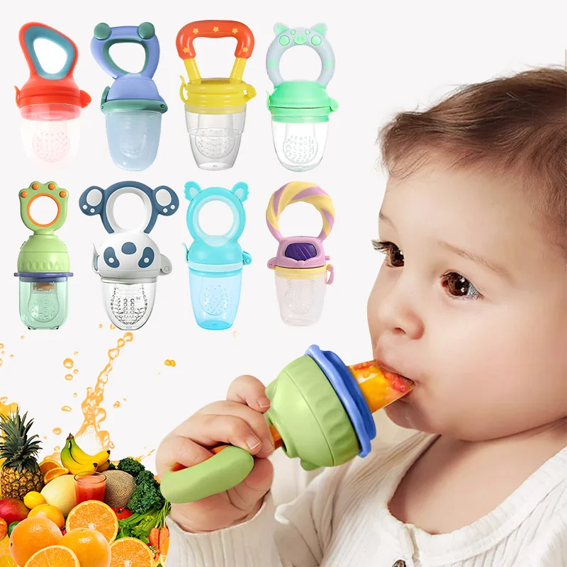 Cute Cartoon Baby Chupeta para moagem de alimentos, Brinquedos de dentição, Alimentos frescos, Alimentador de frutas e legumes