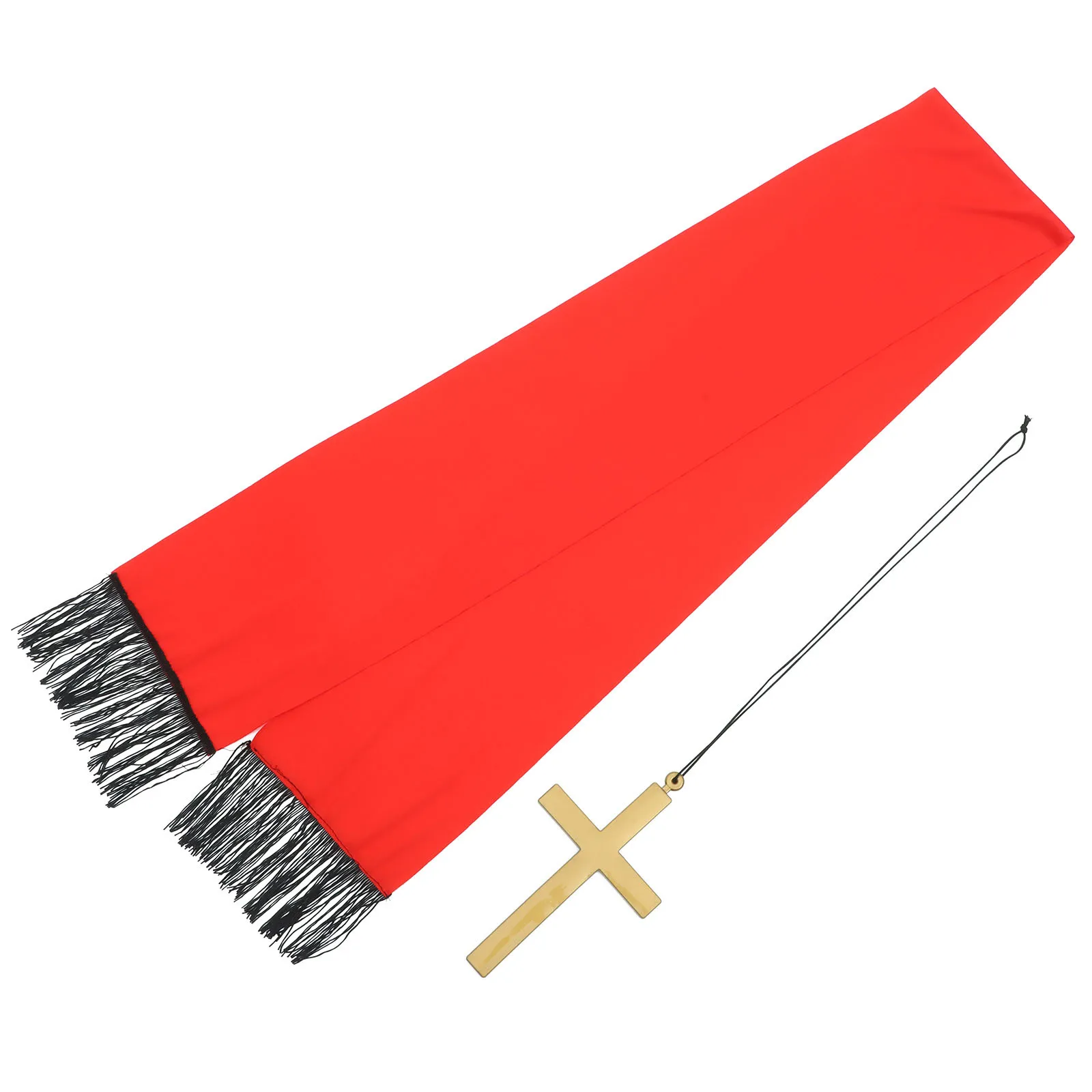 

1Set Halloween Cosplay Priest Costume Stole Cross Pendant Nun Accessory Party Dress Up Kit Priest Costume Cross Pendant