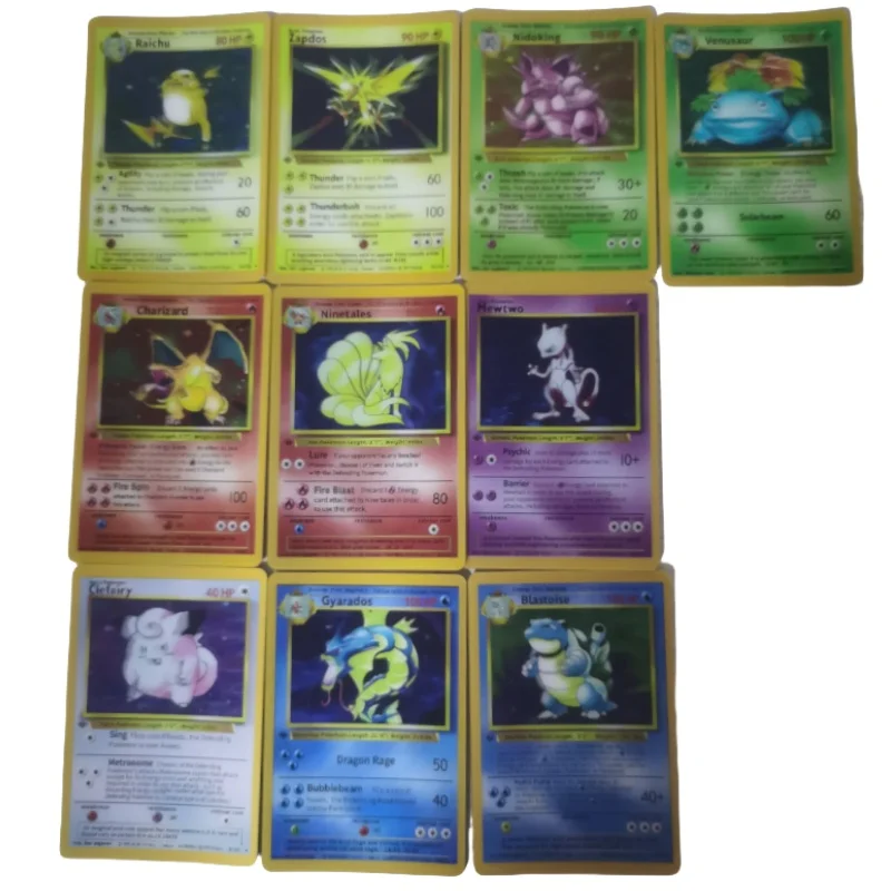 10Pcs/set Pokemon Ptcg 3D Dimensional Holographic Flash Card Self Made Diy Anime Game Characters Collection Cards Toys Gifts