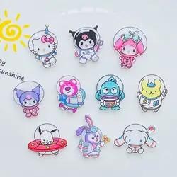 10Pcs New Acrylic Kawaii Cute Cartoon Astronaut Sticker Series Clip Book DIY Fashion Hairpin Decoration Crafts