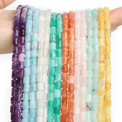 Natural Stone Beads Cylinder Amazonite Yellow Opal Jades Spacer Loose Beads For Jewelry Making DIY Bracelet Necklace Accessories