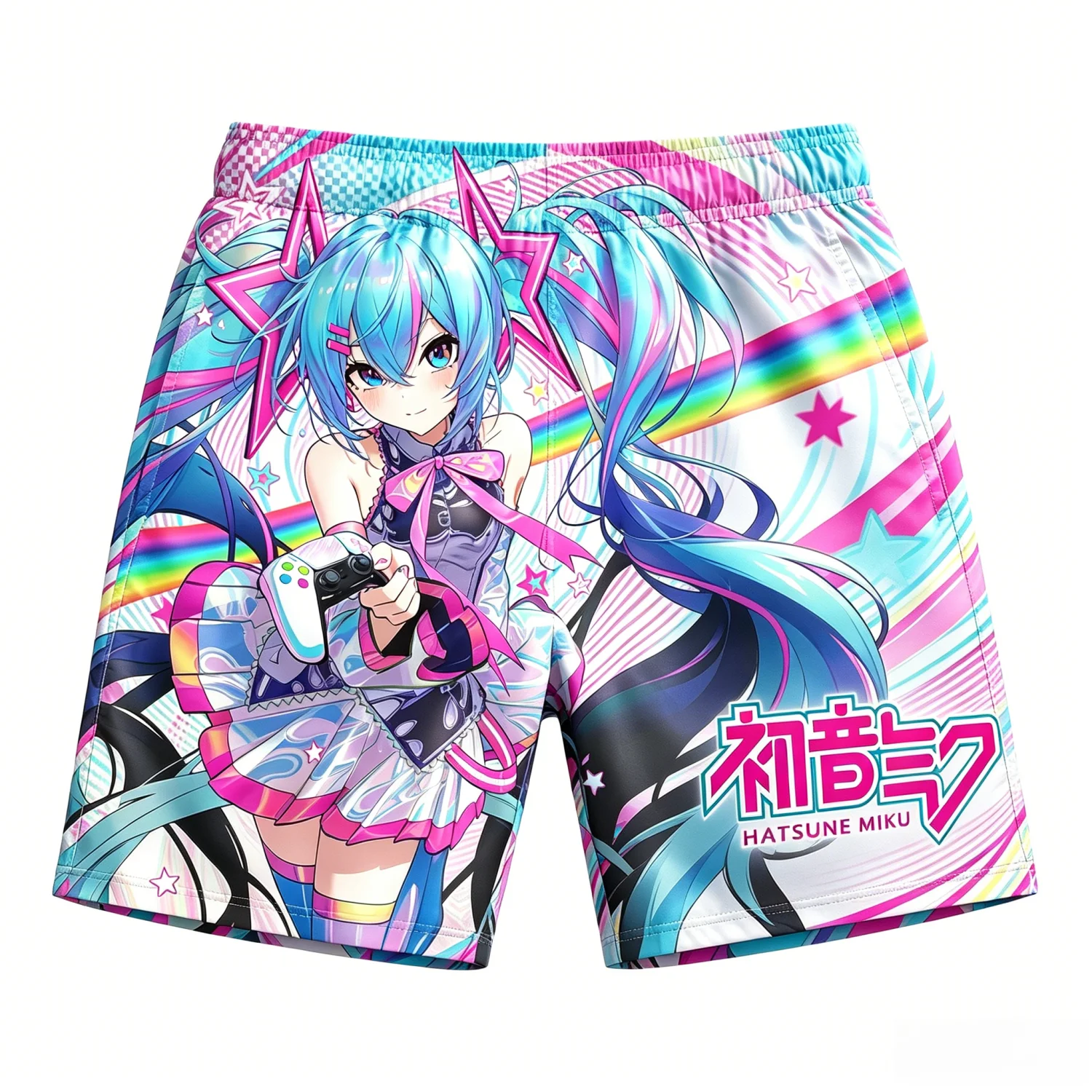 2026 Sommer Hatsune Miku Retro Cosplay Shorts Herren Übergroße 3D-gedruckte Schnelltrocknende Strandshorts Familie Unisex Kinder