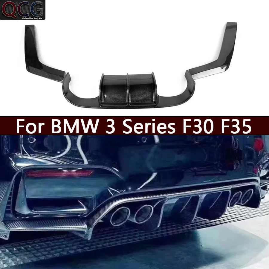 For BMW 3 Series F30 F35 AN Surrounded Carbon Fiber Car Rear Bumper Diffuser Splitters Spoiler Back lip Car Accessories Body Kit