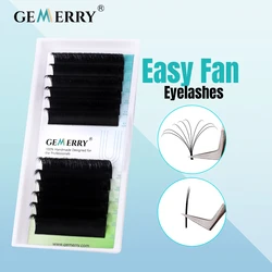GEMERRY Easy Fan Lashes DIY Volume Faux Nerz Mix Länge Fast Bloom Russland Lange schwarze natürliche Wimpernverlängerung Make-up-Zubehör