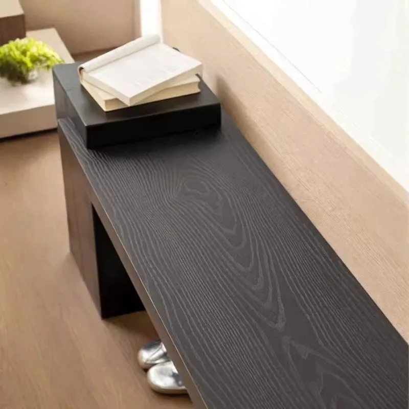 Wabi Sansan Solid Wood Bench Bedroom Shoe Change Stool Log Bedside Stool Living Room Acrylic Bench