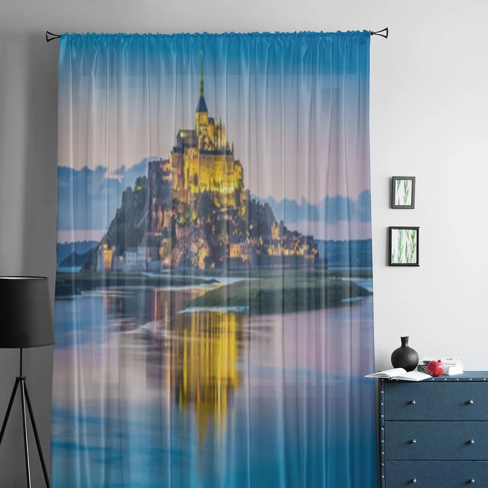 Beautiful Island Panorama Sheer Curtains For Bedroom Exquisite Voile Curtain Living Room Kitchen Chiffon Fabric Curtains