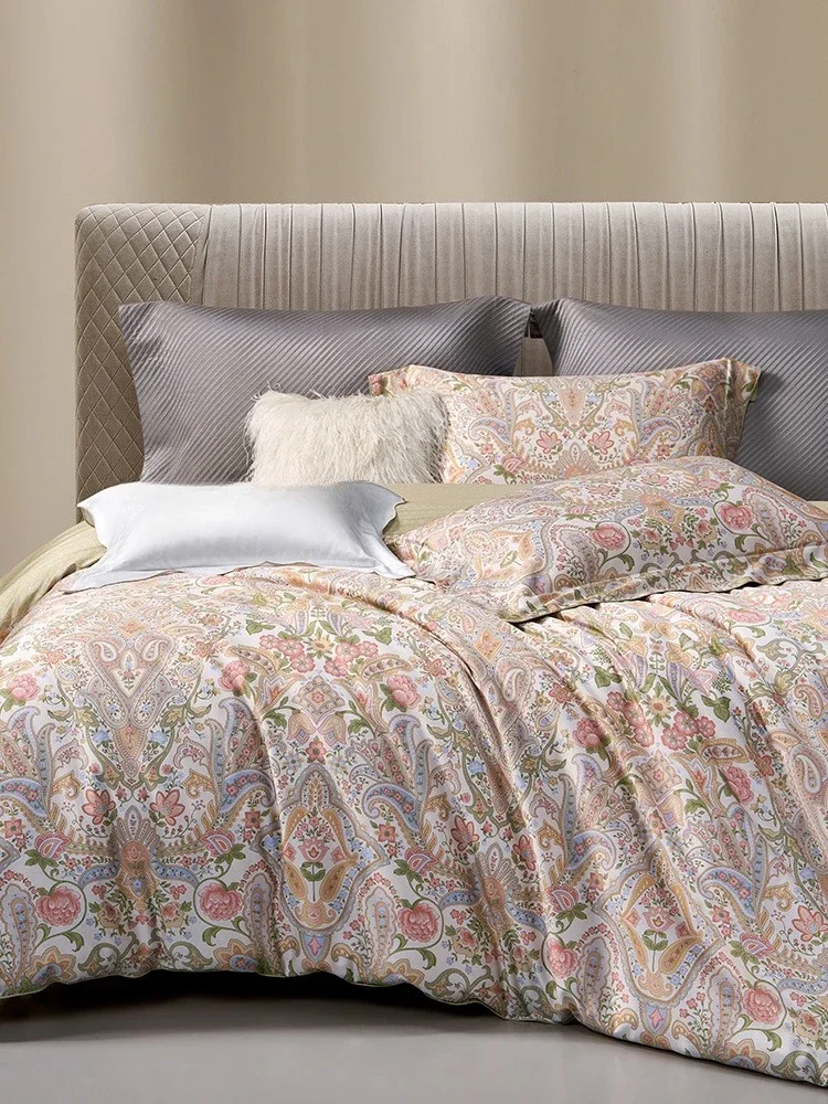 European luxury long-staple cotton pure cotton satin mattress bed sheet four-piece set