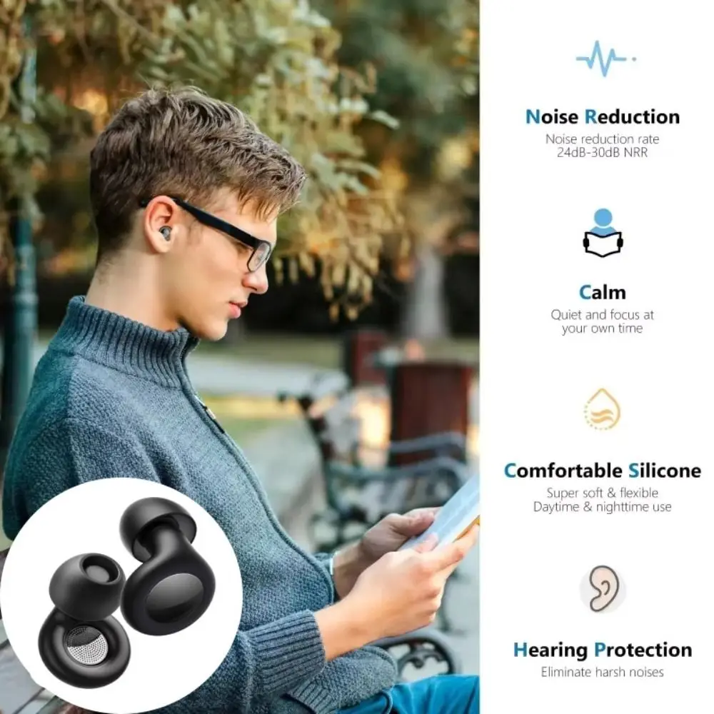 Silicone Material Anti-noise Earplugs Waterproof Feature Soft Texture Noise Cancelling Earplugs Reusable Design Super Soft