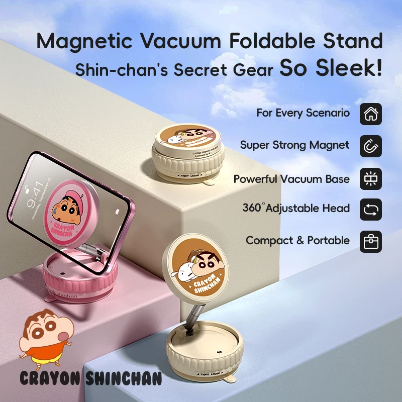 

Crayon Shinchan Cute Magnetic Phone Holder 360° Rotatable Vacuum Powerful Suction Cup Portable Car Office Phone Holder