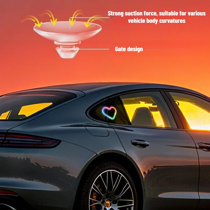 

1Pc Heart-shaped RGB LED Solar Atmosphere Light Dynamic Gradient Universal Car Interior Ambient Light Decoration