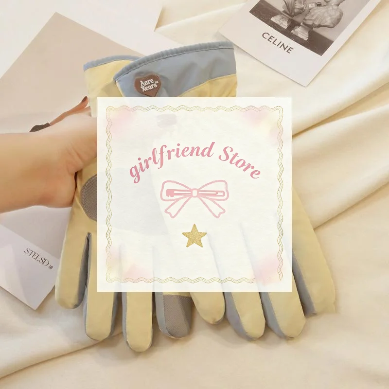 زوج واحد من قفازات الخريف والشتاء الدافئة للنساء، شاشة لمس لطيفة وقطيفة، قفازات ركوب الدراجات الرياضية الخارجية المقاومة للبرودة #1