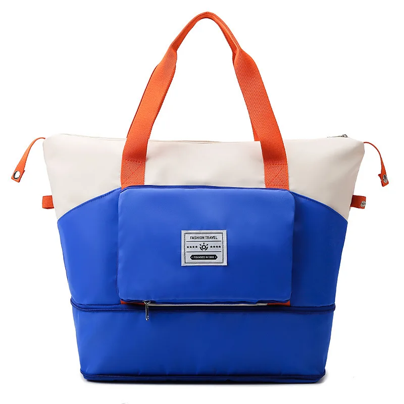 Bolsa de viaje plegable de gran capacidad, bolsa de viaje de corta distancia con separación de humedad seca para fitness y ejercicio, embarque