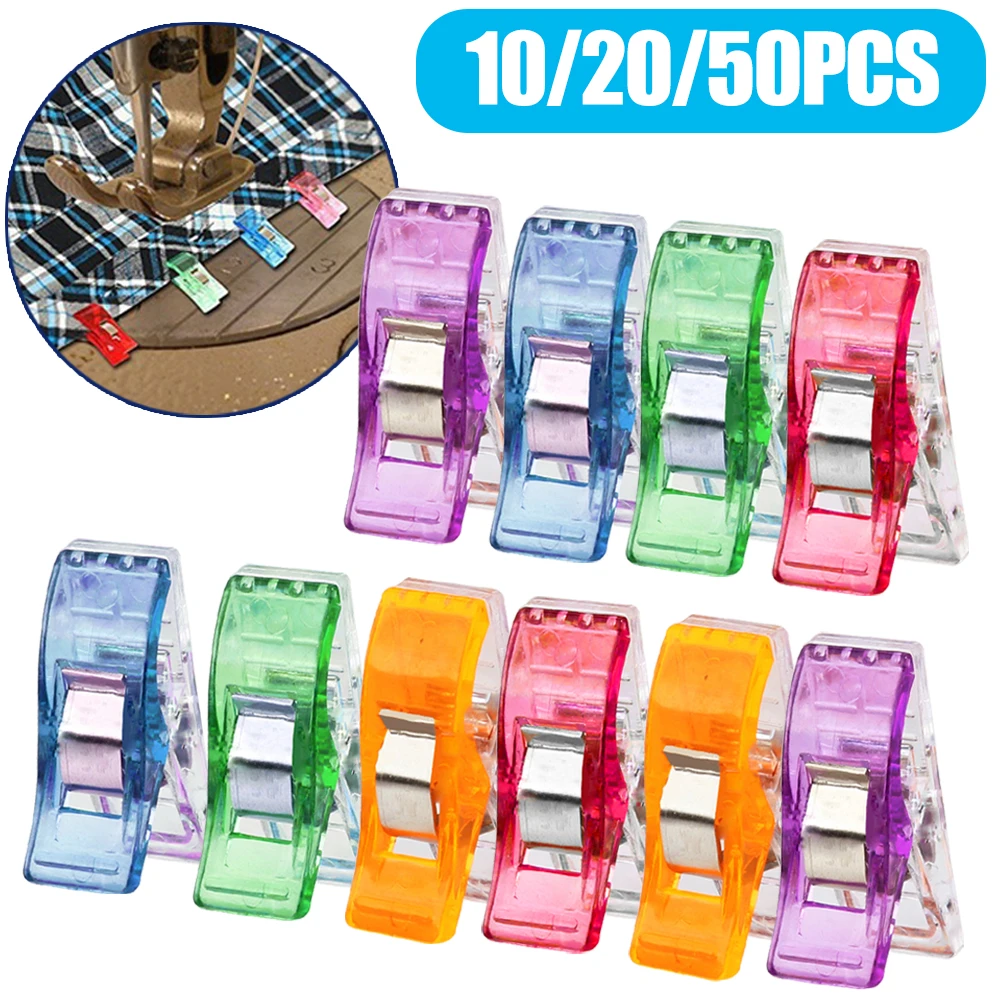 

50PCS Sewing Clips Plastic Clamps Quilting Crafting Crocheting Knitting Safety Clips Assorted Colors Binding Clips Paper