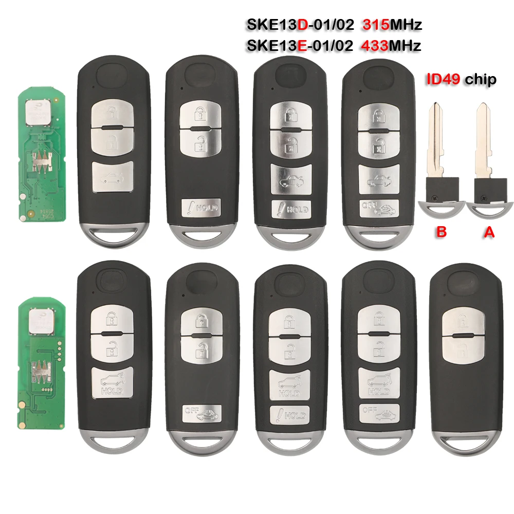 jingyuqin SKE13D-01/02 315MHz SKE13E-01/02 433MHz Car Remote Key Fob For Mazda Atenza 2 CX- 3 CX-5 MX-5 6 CX-9 AXELA WAZSKE13D/E