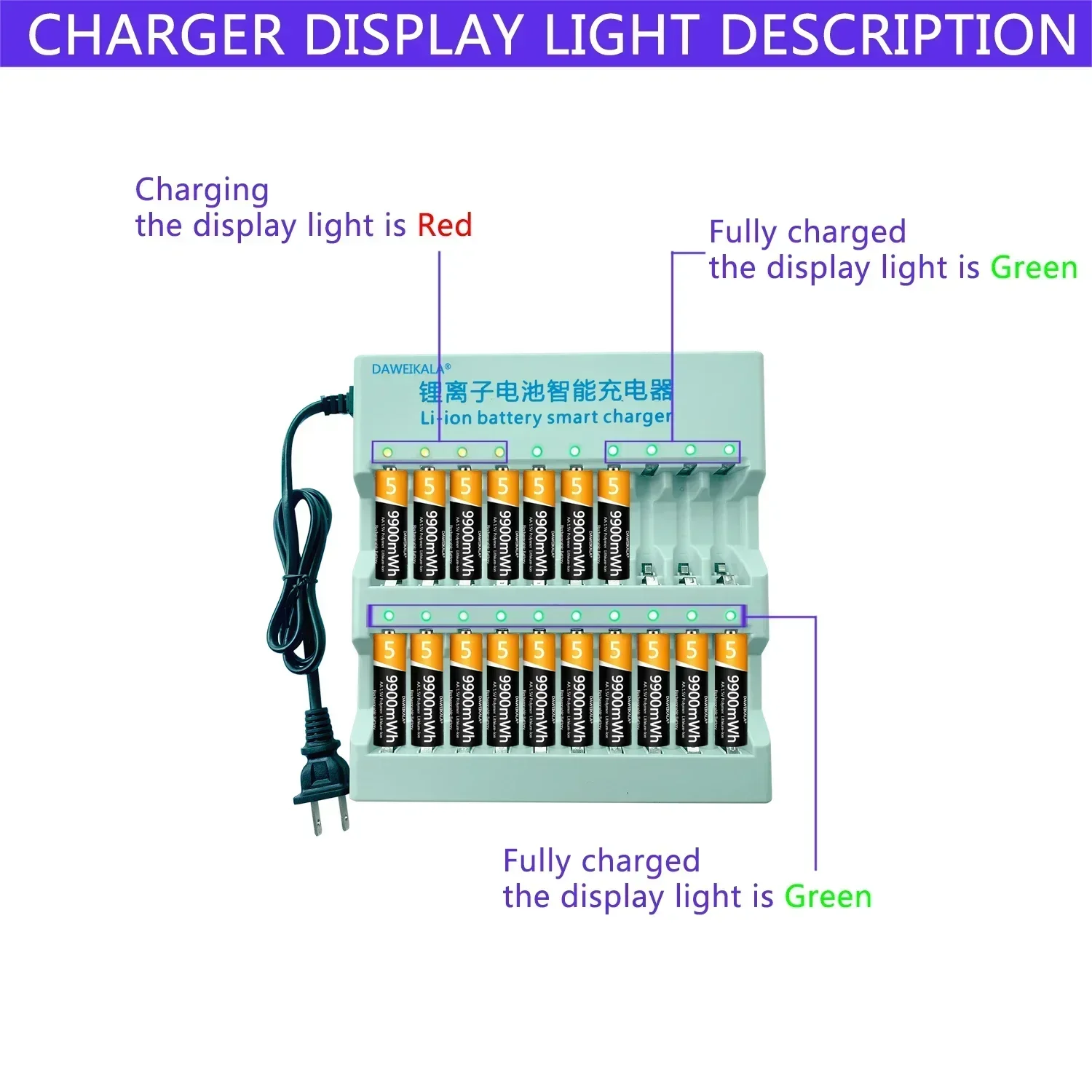 AA Battery 1.5v Li-ion AA Rechargeable Battery 9900mWh AA Lithium-ion Battery for remote control mouse small fan Electric toy