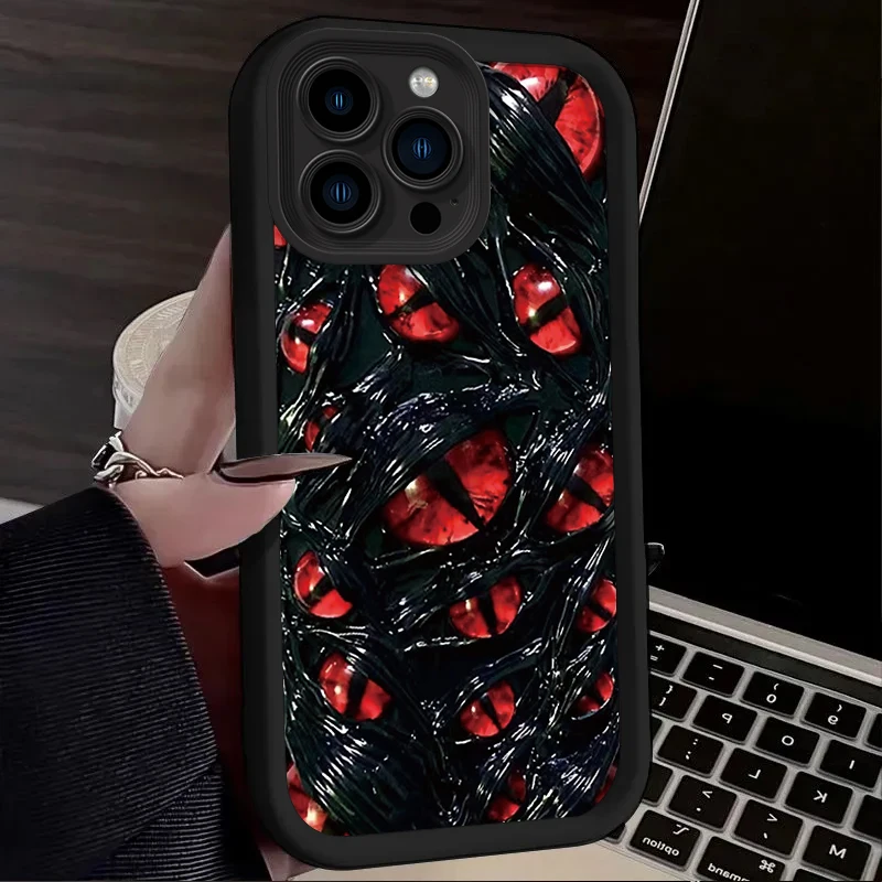 Cartoon Demon Eyes Phone Case For iPhone 16 15 14 13 12 11 Pro Max X XS X S Max XR SE 2020 7 8 Plus iphone16 Matte PC Back Cover