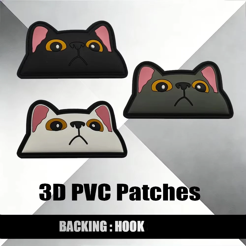 

Милый черный кот: нашивка из ПВХ с крючковым креплением, резиновый военный уличный значок для рюкзаков Molle