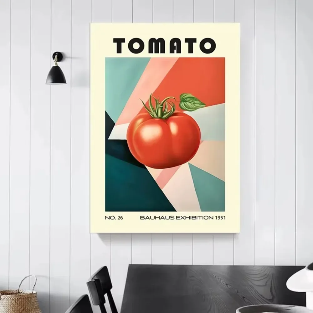 1pcs Frameless Bauhaus Style Retro Food Poster,Mid-century Canvas,Kitchen and Dining Room Decor,Specialty Coffee,Kitchen Decor