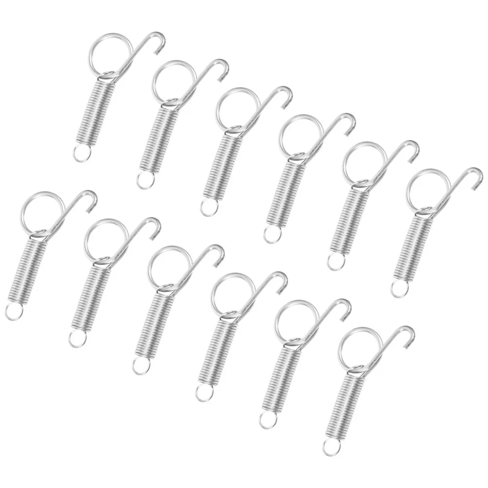 

12pcs Rabbit Cage Spring Hook Sturdy Stainless Steel Pet Cage Fixing Hooks Birdcage Utensil Metal Hanging Spring Latch For