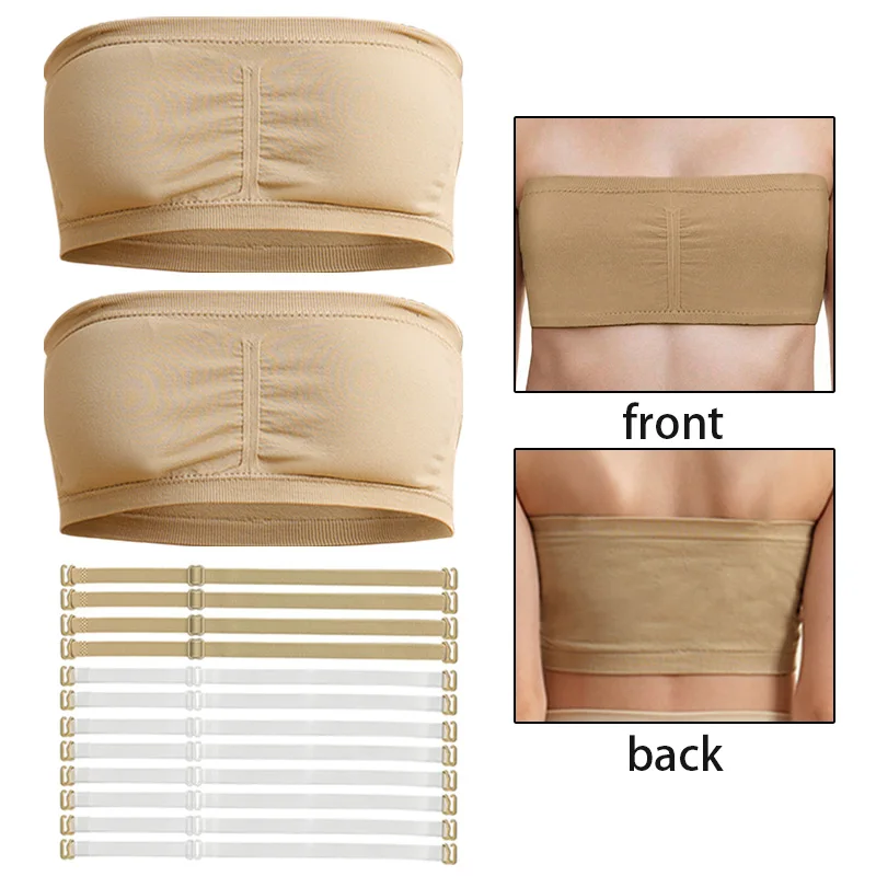 حمالات صدر للفتيات بدون خياطة لرقص الجمباز بدون حمالات مع زوجين من الأشرطة الواضحة وحشوة الصدر