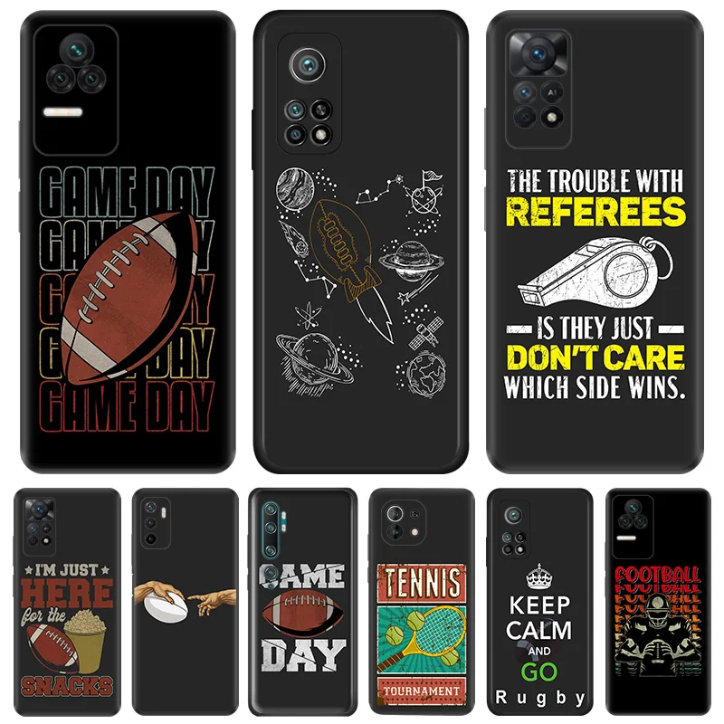 Phone Case for Redmi Note 11 11s Pro A1 A2 A3 X K40 K50 K60 Xiaomi Mi 11T Lite 14 CC9 C61 Tennis Rugby Soft Black Silicone Cover