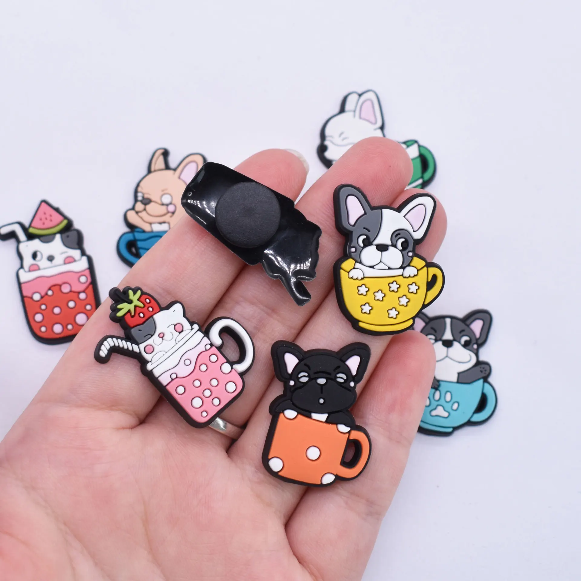 Cute Cup Dog Shoe Charms for Crocs Accessories Charms Pin Shoe Decoration Kids Adult Christmas Party Gifts