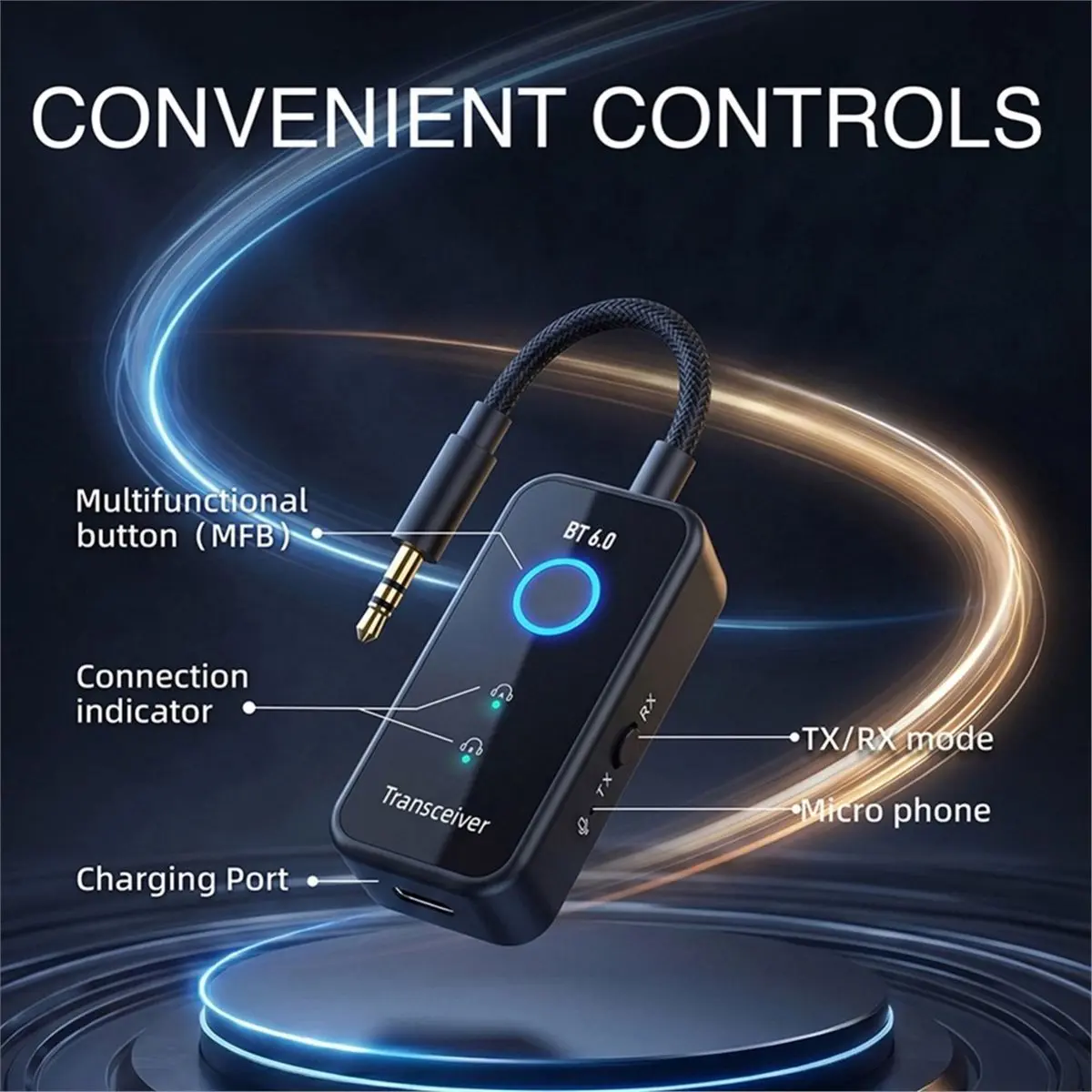 2026Bluetooth 6.0 Wireless Audio Transmitter and Receiver 3.5mm Plug AAC/ Built-in Isolation IC for Bluetooth Device