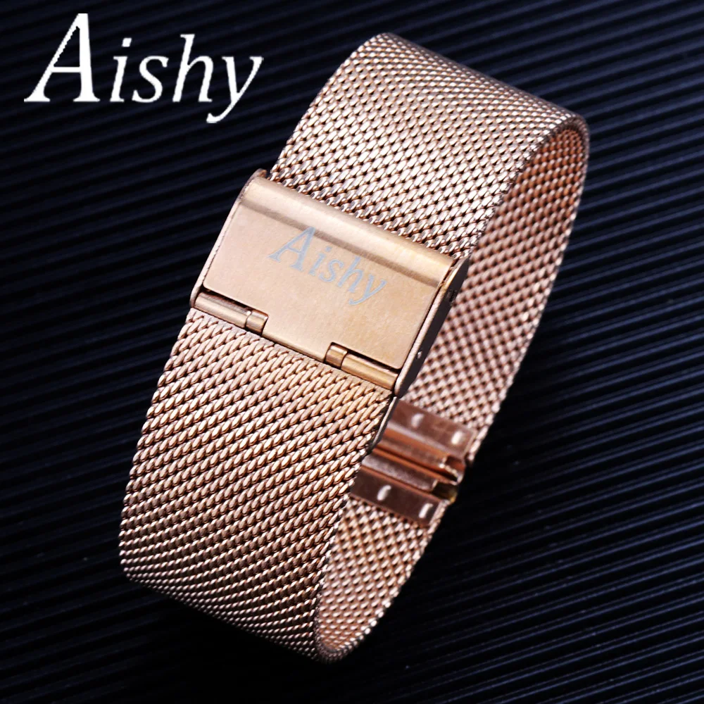 Watch band  20mm 22mm Ip plating 06 Wire Thick Watch black rose gold blue Stainless Steel Mesh Milanese Band ремешок для часов