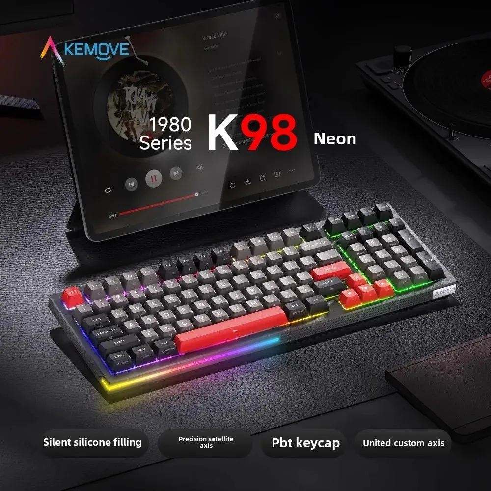 

K98 K87 KEMOVE hot swap mechanical keyboard wireless bluetooth game office keyboard Axis body optional PBT keycaps 98Keys4000mAh