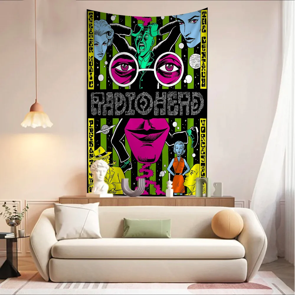 Rock Band Radiohead Music Art Wall Tapestry Hanging Tarot Hippie Wall Rugs Dorm Wall Hanging Sheets