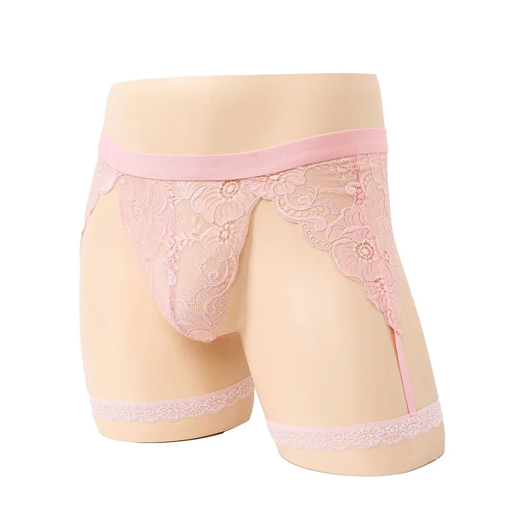 Sexy Men Sissy Lingerie Lace Pouch slip mutandine trasparenti Ultra sottili elasticità solida G-Strings cameriera seduzione biancheria intima