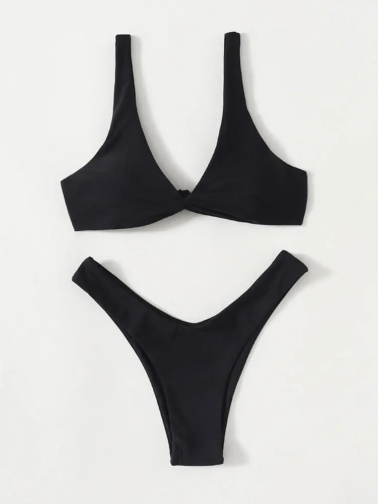

NEW Bathing Suit Women Solid Sexy Swimsuit Bow Tie Drawstring Lace Up Summer Bikini Set Two-pieces Beachwear Thong Biquinis Swim
