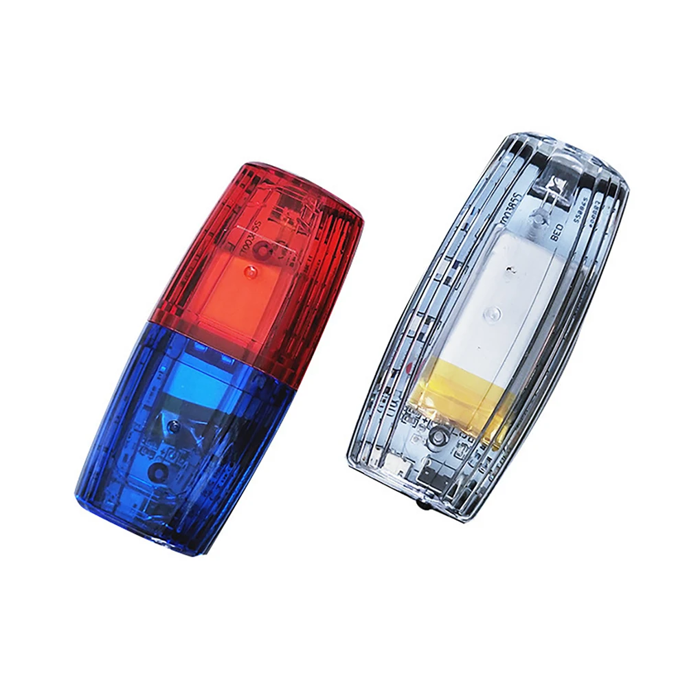 Rode Blauwe Clip Schouder Politie Lampjes Usb Oplaadbare Led Witte Zaklamp Noodflitser Waarschuwing Veiligheidsverlichting