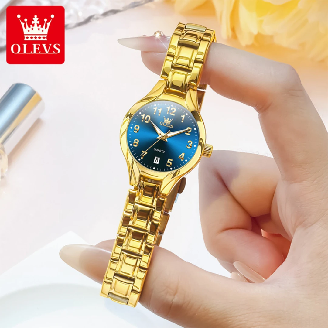 

OLEVS 3650, модные кварцевые часы, подарок, круглый циферблат, ремешок для часов из нержавеющей стали, наручные часы с календарем, светящийся