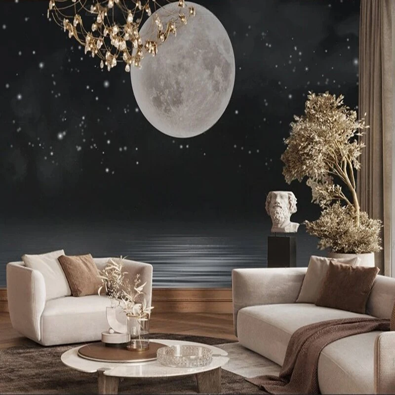 MU9218  The original Bright Moon and Stars is intended for the TV bedroom home decoration background wall