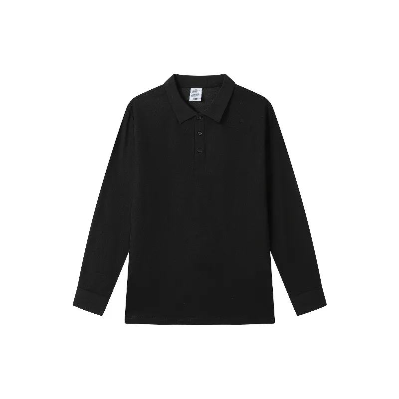 Men's solid color long sleeved lapel shirt, casual multifunctional men's collar T-shirt, lightweight business non fading top