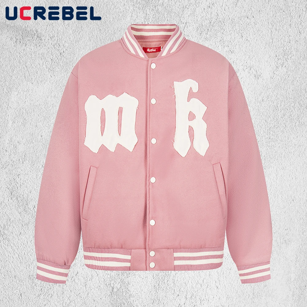 

Бейсбольная куртка с нашивкой и надписью, мужская осенне-зимняя однобортная стеганая куртка с воротником-стойкой и длинными рукавами, мужская