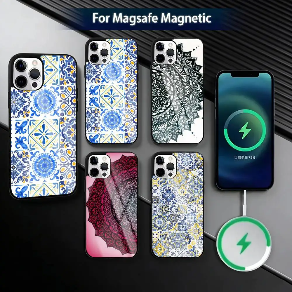 

Cool Art T-Tile Moroccan Phone Case For iPhone17,16,15,14,13,12,11 Plus,Pro Magnetic with Magsafe Wireless Charging