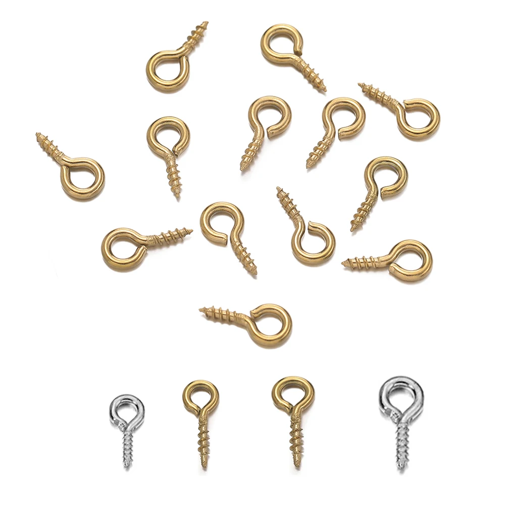 

50-100pcs/lot Stainless Steel Eyepin Keychain Hook Eye Pins Mini Screw Pendants DIY Threaded Pin Fitting DIY Jewelry Bracelet