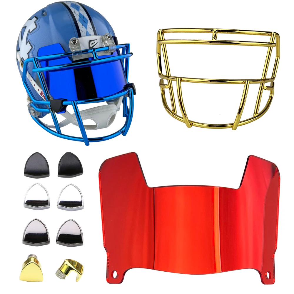 Mini Football Helmet Visors with Clips Chrome Rugby Mirror Small Football Visors for Collection