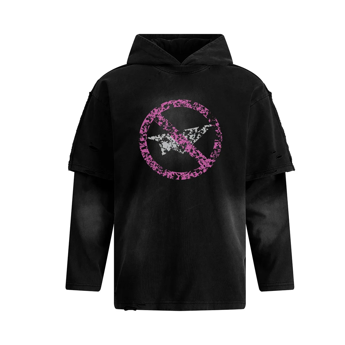 

Мужские рваные толстовки в стиле хип-хоп High Street, модная уличная одежда, свободная посадка, толстовка Y2K в стиле Vibe, пуловер с капюшоном, толстовка