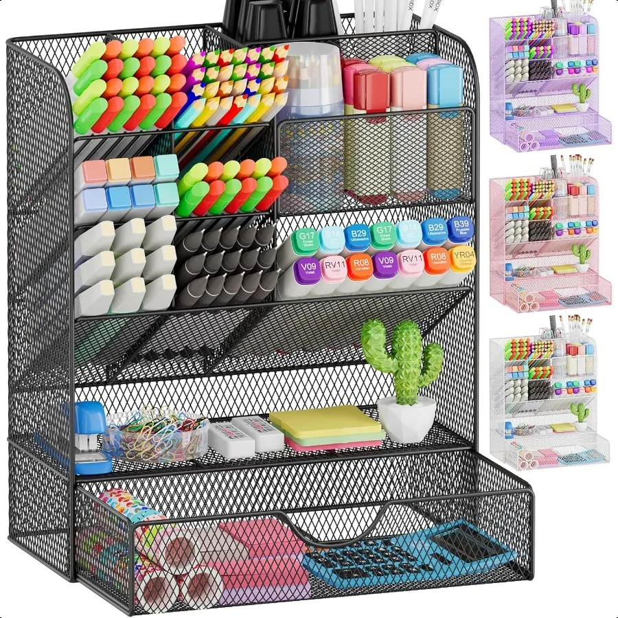 

Desk Organizers and Accessories Pen Holder for Desk Organizer with Drawer Pencil Holder Office Desk Accessories Workspace Deskt