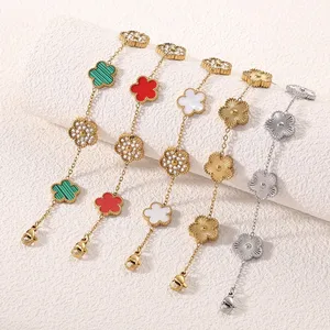 1 piece of stainless steel zircon Madreperola five -leaf flower bracelet for women, simple and elegant to use as a gift 8 Main Perola Sales - №7