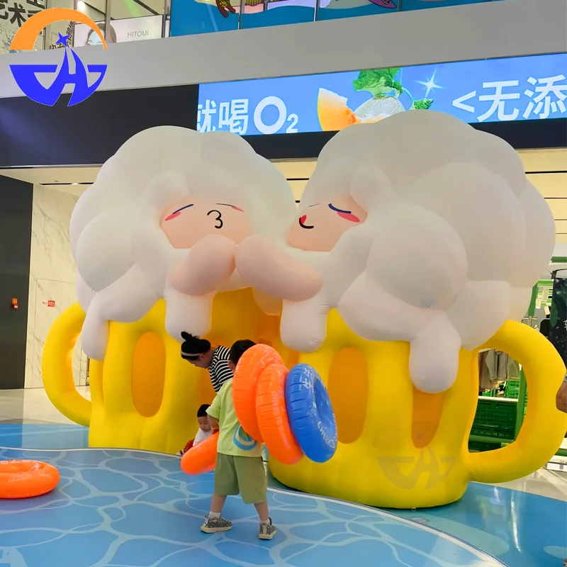 

Индивидуальная надувная воздушная модель пивной кружки с подключением - атмосферный реквизит для торгового центра, музыкального фестиваля на открытом воздухе и мероприятий на фестивале пива