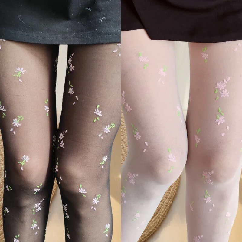 Spring Summer Floral Printed Thigh High Women Tights Stockings Sexy Slim Lingerie Hosiery Body Stockings Lolita Pantyhose Tights