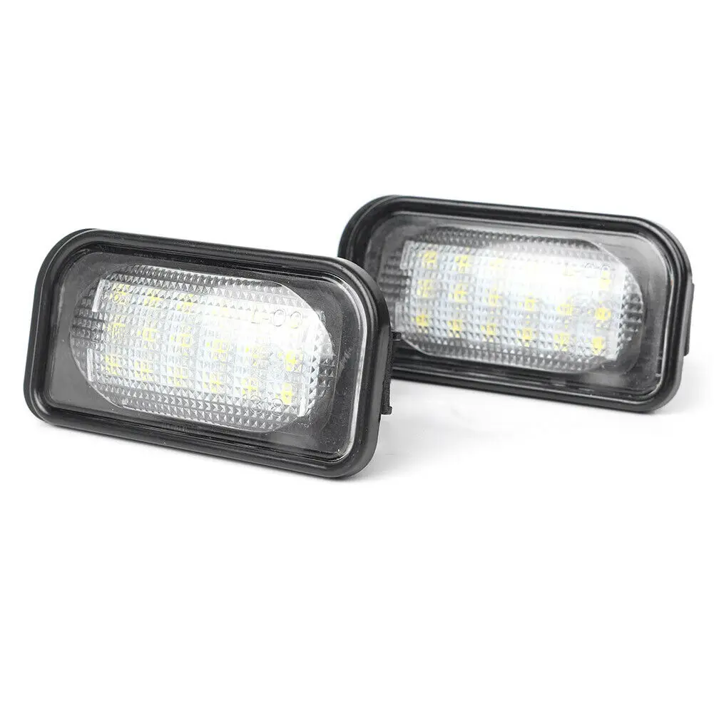 2Pc LED License Number Plate Lights Lamp For Mercedes Benz W203 4D Sedan 2001-2007 Auto Accessories 6000K White 12V 18 LED Light