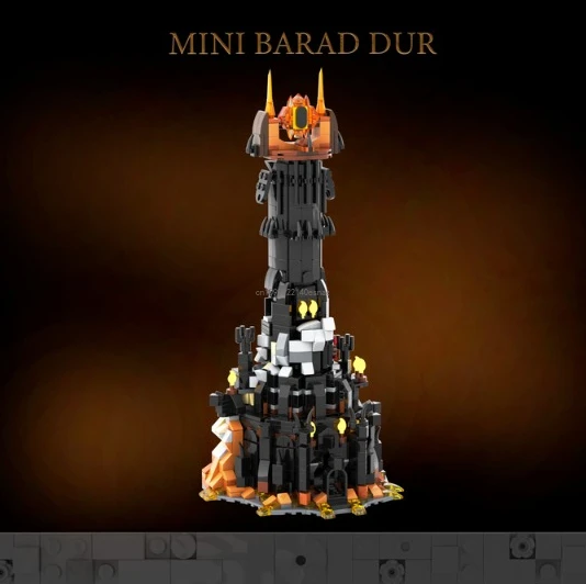 967pcs Moc Mini Barad Dur Creative 10333 Black Tower Dark Model Building Blocks Kit Bricks Toy for Boys Adult Birthday Gifts