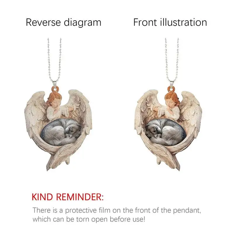 Dog Car Pendant Angel Wing Dog Pendant Cute Dog Hang Decorations 2D Acrylic Pendant For Car Rearview Mirror Backpack Christmas