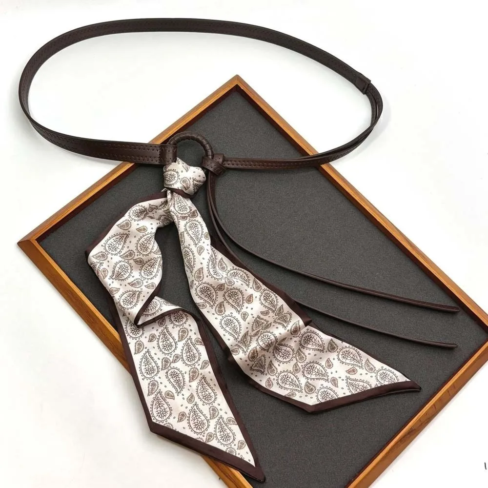 เข็มขัดลายแคชเมียร์สไตล์ชาติพันธุ์  แบบโบฮีเมียน  ปรับได้  สไตล์เรโทร  ผ้าแจ็คการ์ด  ผ้าคาดเอว  ผ้าไหม  ดีไซน์ผูกโบว์  สำหรับสาวๆ