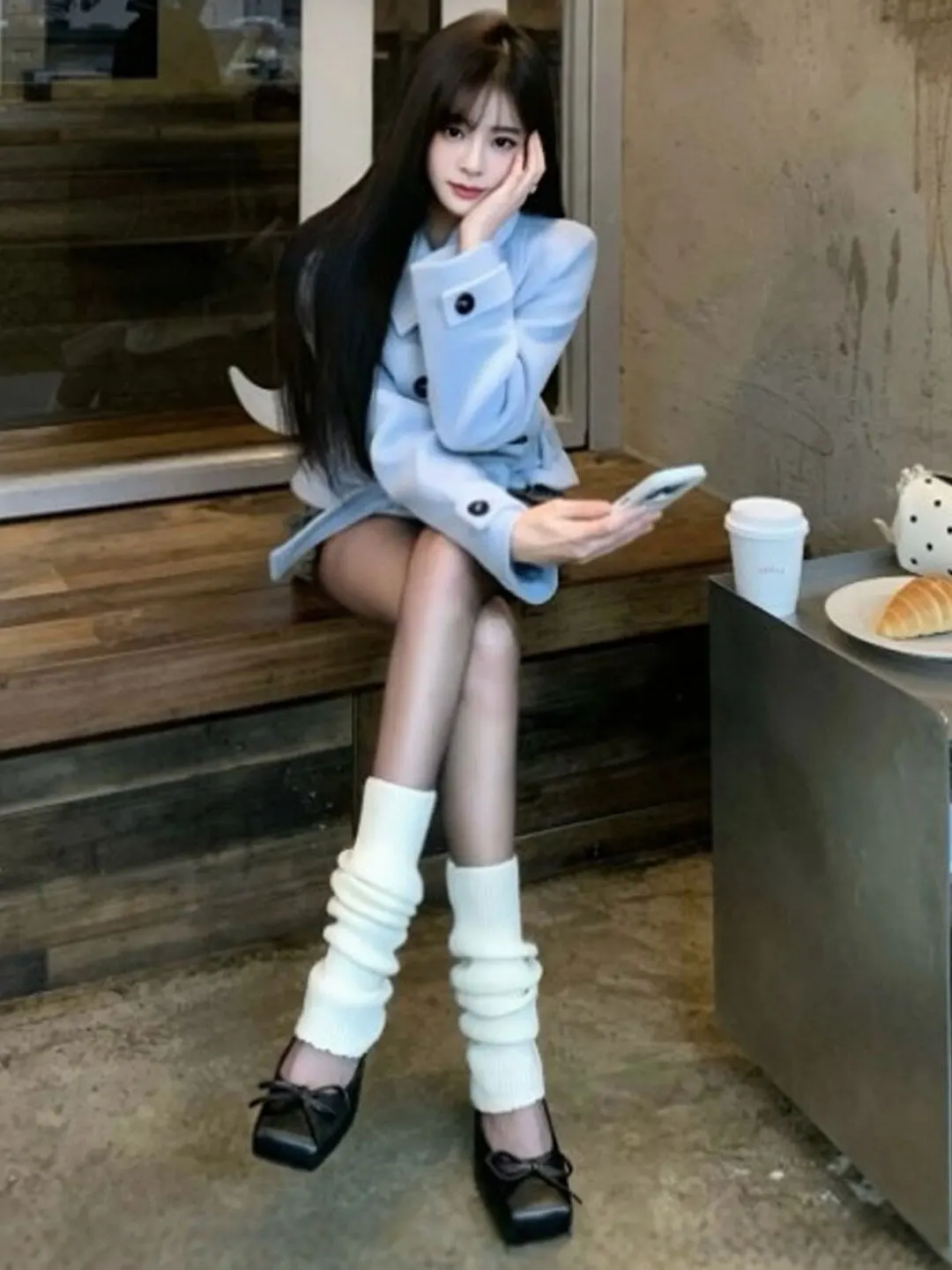 

Корейское шерстяное двубортное пальто в стиле «элегантный шик», модный тренд зимы 2026, женская приталенная теплая верхняя одежда